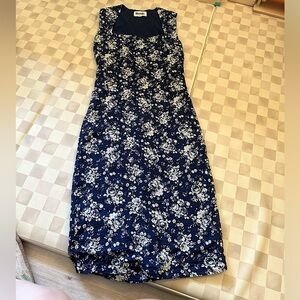 Navy blue floral Rouje midi dress